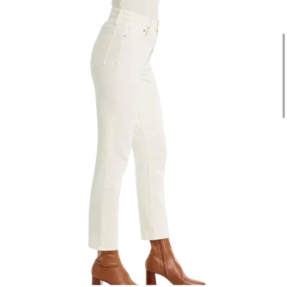 RAG AND BONE HIGH RISE ANKLE CIGARETTE DENIM JEANS IN ECRU 25 - Picture 4 of 12